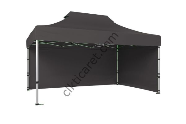 CLK 3x4,5 40 mm Katlanabilir Tente Gazebo Çadır Gazebo Çadır 2 Yan Kapalı Gri