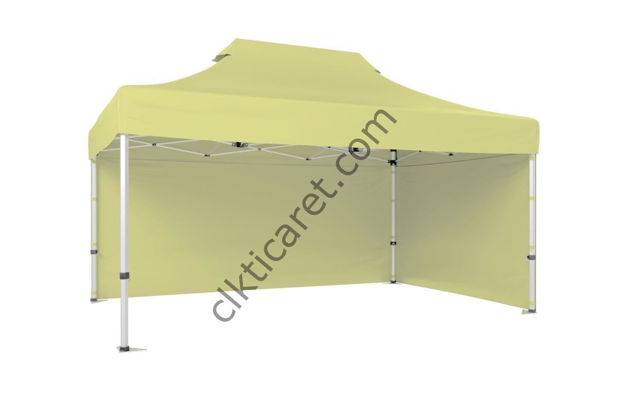 CLK 3x4,5 40 mm Katlanabilir Tente Gazebo Çadır Gazebo Çadır 2 Yan Kapalı Krem