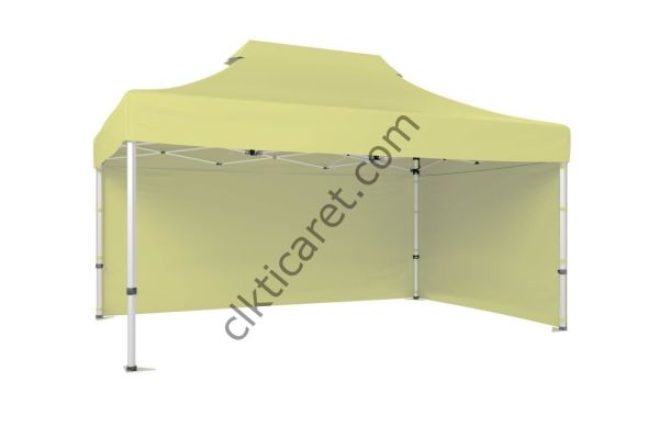CLK 3x4,5 40 mm Katlanabilir Tente Gazebo Çadır Gazebo Çadır 2 Yan Kapalı Krem