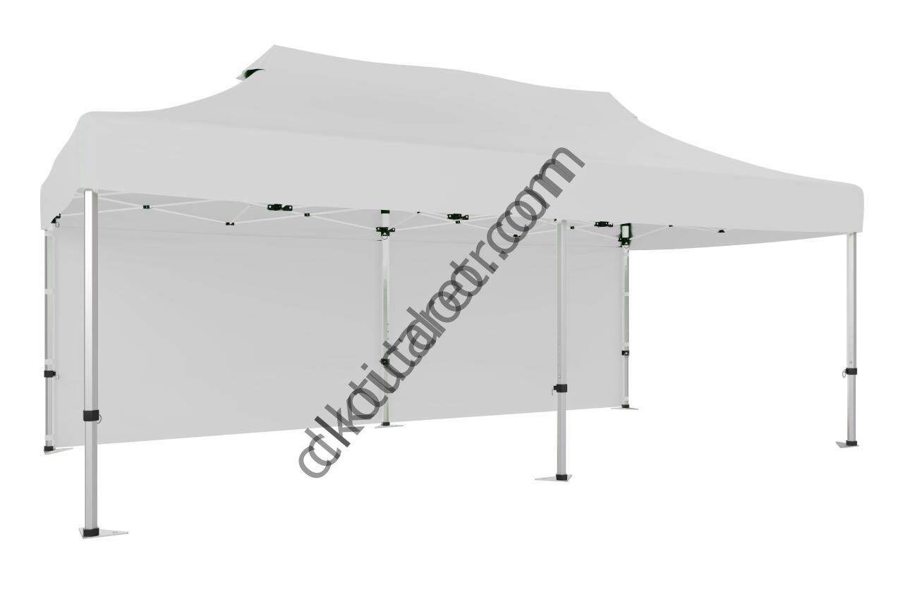 CLK 2x4 40mm Alüminyum Katlanabilir Tente Gazebo Çadır Arkası Kapalı Beyaz
