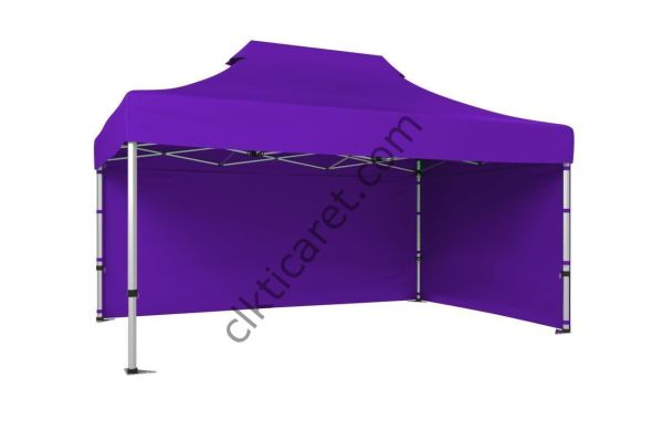 CLK 3x4,5 40 mm Katlanabilir Tente Gazebo Çadır Gazebo Çadır 2 Yan Kapalı Mor