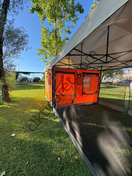 CLK 3x6 Metre 40 mm Verendalı Gazebo Portatif Kamp Çadırı Sineklikli Model Sarı