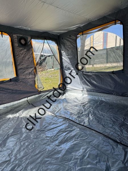 CLK 3x3 mt 40 mm İskelet Yeni Nesil 2 Kapı 4 Pencere TENTELİ Gazebo Portatif Kamp Çadırı Gri Açık Gri
