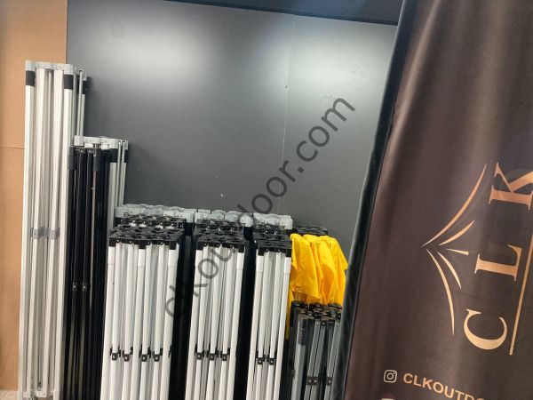 CLK 5x10 52mm Kalın Alüminyum Katlanabilir Tente Gazebo Çadır 1 Tam Duvar 3 Yarım Duvar