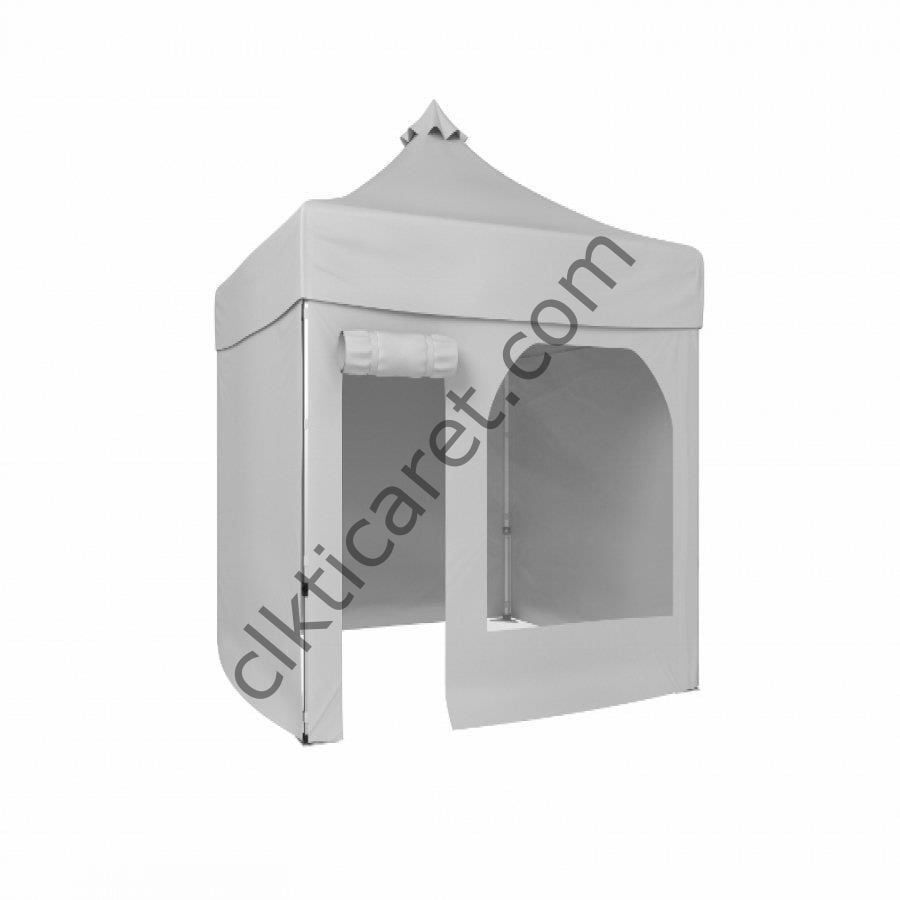 CLK 2x2 40mm Alüminyum Katlanabilir Tente Gazebo Çadır 1 Yan Pencereli 1 Yan Aksesuarsız 1 Yan Kapı ve Pencereli Beyaz
