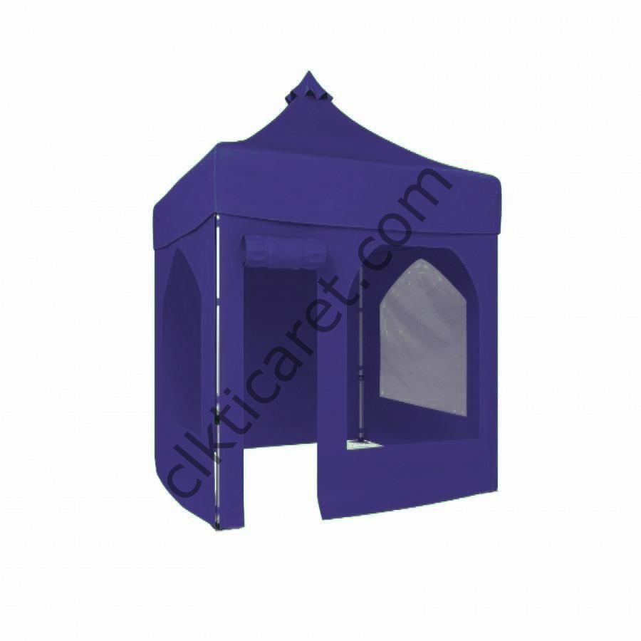 CLK 2x2 40mm Alüminyum Katlanabilir Tente Gazebo Çadır 1 Yan Pencereli 1 Yan Aksesuarsız 1 Yan Kapı ve Pencereli Lacivert