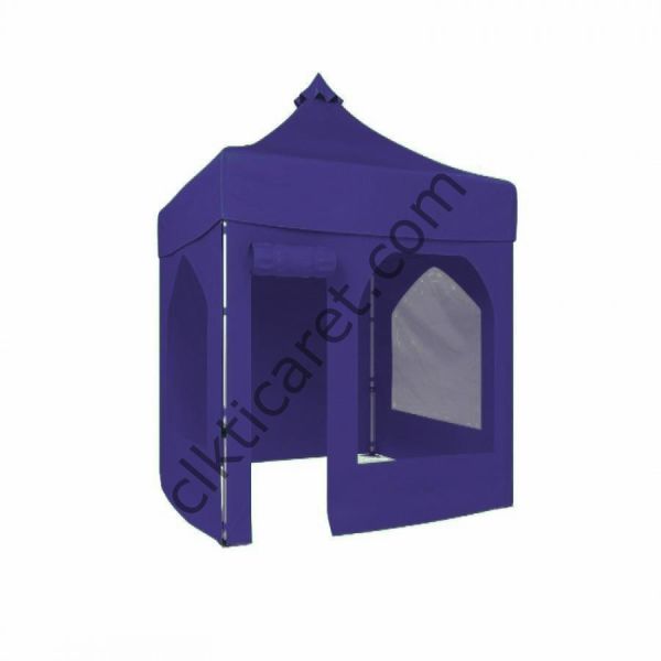 CLK 2x2 40mm Alüminyum Katlanabilir Tente Gazebo Çadır 1 Yan Pencereli 1 Yan Aksesuarsız 1 Yan Kapı ve Pencereli Lacivert