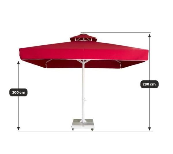 CLK 3,5x3,5 Metre Saçaklı LUX Model Krank Sistem Teleskopik Şemsiye Q90 Profil Açık Yeşil - Metal Hareketli Ayak 4 Mermerli (80x80cm 160 kg)