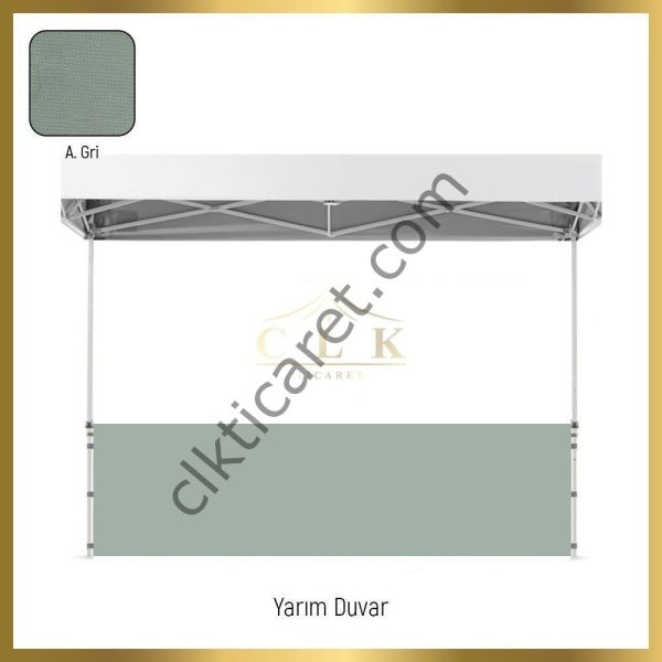 CLK 3x6 40mm Alüminyum Katlanabilir Tente Gazebo Çadır 1 Tam Duvar 3 Yarım Duvar Kırmızı