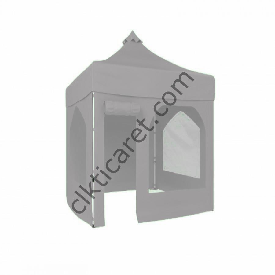CLK 2x2 40mm Alüminyum Katlanabilir Tente Gazebo Çadır 1 Yan Pencereli 1 Yan Aksesuarsız 1 Yan Kapı ve Pencereli Açık Gri
