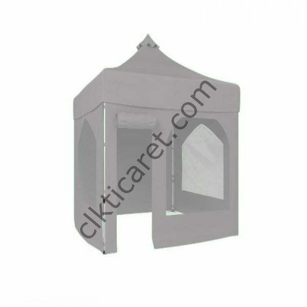 CLK 2x2 40mm Alüminyum Katlanabilir Tente Gazebo Çadır 1 Yan Pencereli 1 Yan Aksesuarsız 1 Yan Kapı ve Pencereli Açık Gri