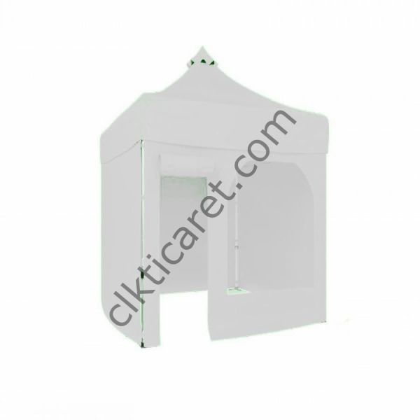 CLK 2x2 40mm Alüminyum Katlanabilir Tente Gazebo Çadır 3 Yan Kapalı 1 Yan Kapı ve Pencereli Beyaz
