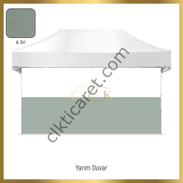 CLK 3x6 40mm Alüminyum Katlanabilir Tente Gazebo Çadır 1 Tam Duvar 2 Yarım Duvar Mor