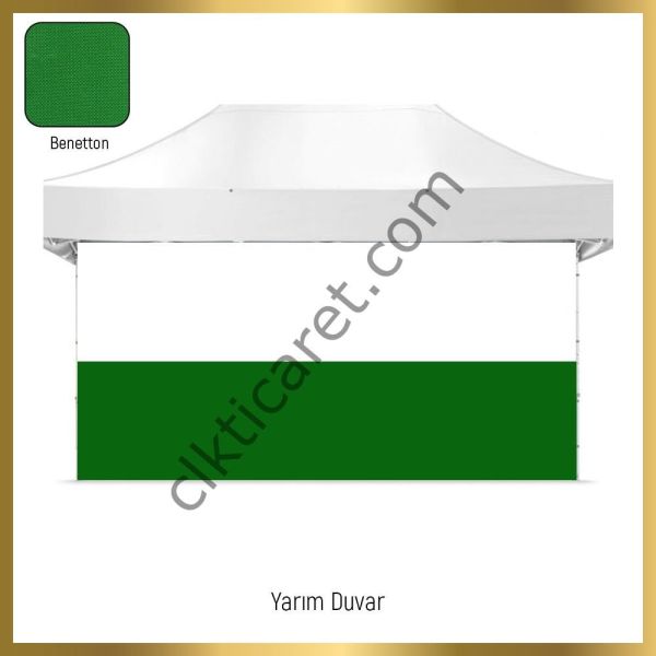 CLK 3x4,5 Katlanabilir Tente Gazebo Portatif Çadır 30 mm 1 Tam Duvar 2 Yarım Duvar Açık Mavi (Turkuaz)