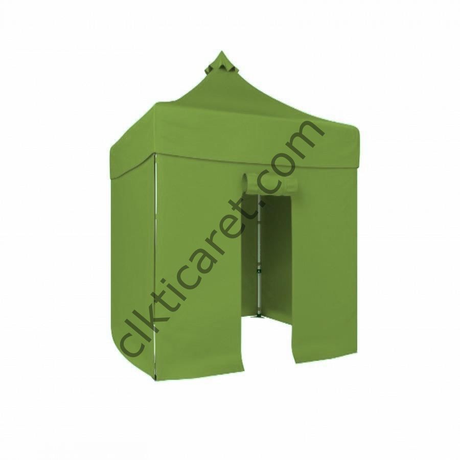 CLK 2x2 40mm Alüminyum Katlanabilir Tente Gazebo Çadır 3 Yan Kapalı 1 Kapılı Haki Askeri Yeşil