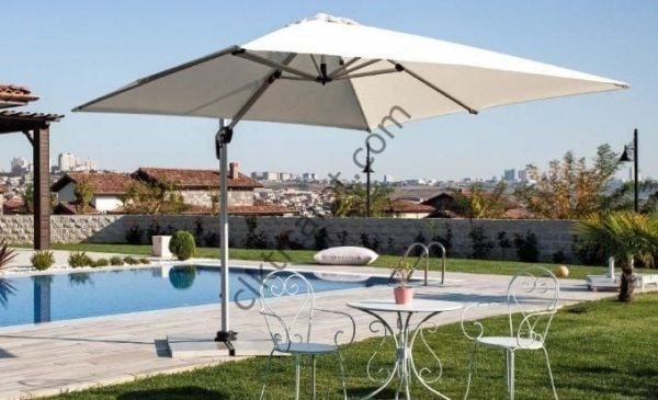 CLK Mykonos 3x3 Metre Krem Yandan Kollu Bahçe Şemsiyesi