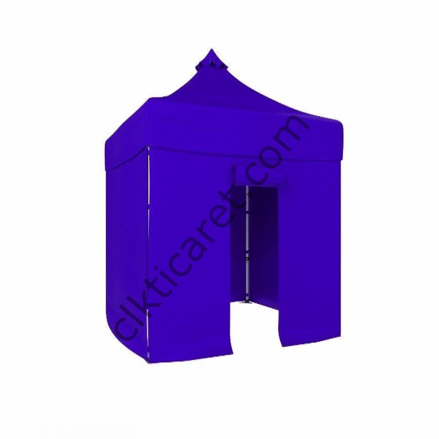 CLK 2x2 40mm Alüminyum Katlanabilir Tente Gazebo Çadır 3 Yan Kapalı 1 Kapılı Saks Mavi