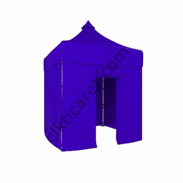 CLK 2x2 40mm Alüminyum Katlanabilir Tente Gazebo Çadır 3 Yan Kapalı 1 Kapılı Saks Mavi