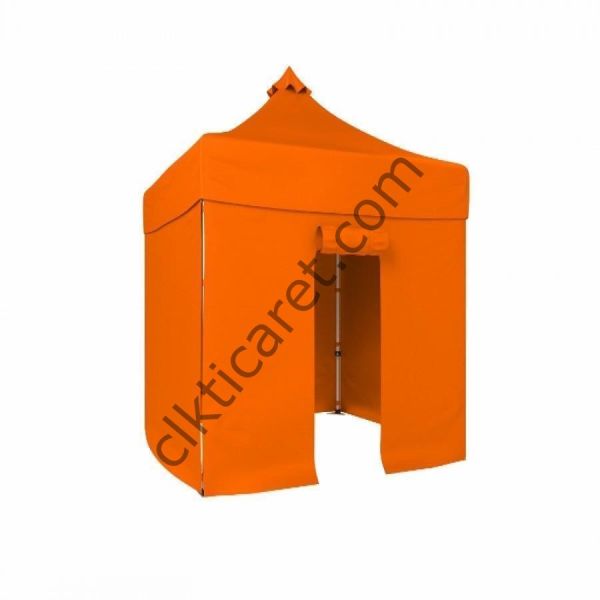 CLK 2x2 40mm Alüminyum Katlanabilir Tente Gazebo Çadır 3 Yan Kapalı 1 Kapılı Turuncu