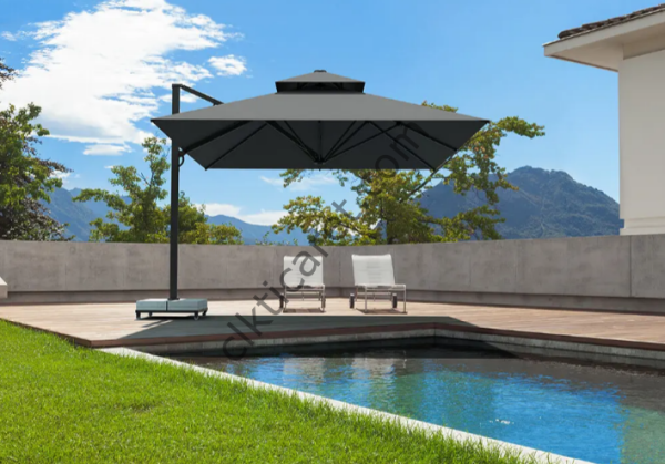 CLK Albatros 4x4 Metre Yandan Kollu Antrasit Bahçe Havuz Otel Şemsiyesi
