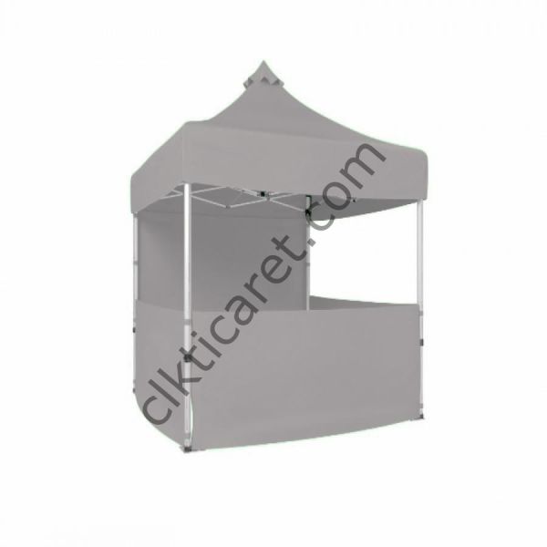 CLK 2x2 40mm Alüminyum Katlanabilir Tente Gazebo Çadır 1 Tam Duvar 3 Yarım Duvar Açık Gri