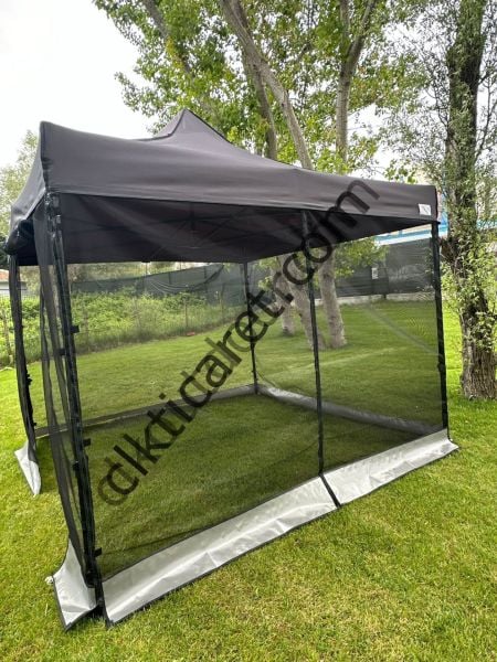 CLK 3x3 40 mm 115cm Kısa İskelet Dekoratif Gazebo Çadır Bungalow Garden Model Sineklikli Perde Katlanır Portatif Bahçe Çadır Tente Çardak Haki Askeri Yeşil