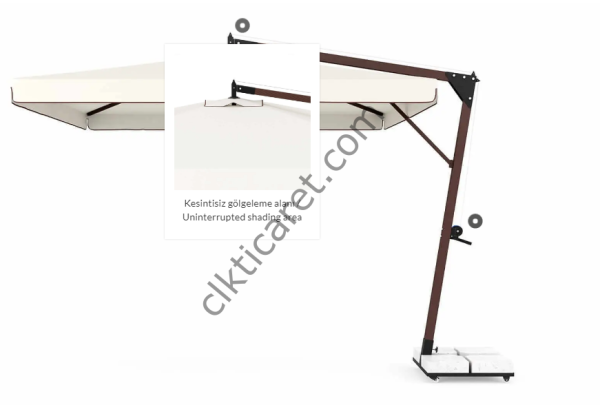 CLK Avanos 3x3 Metre Yandan Kollu Kahverengi Saçaklı Bahçe Havuz Otel Şemsiyesi