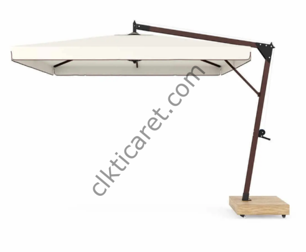 CLK Avanos 3x3 Metre Yandan Kollu Kahverengi Saçaklı Bahçe Havuz Otel Şemsiyesi