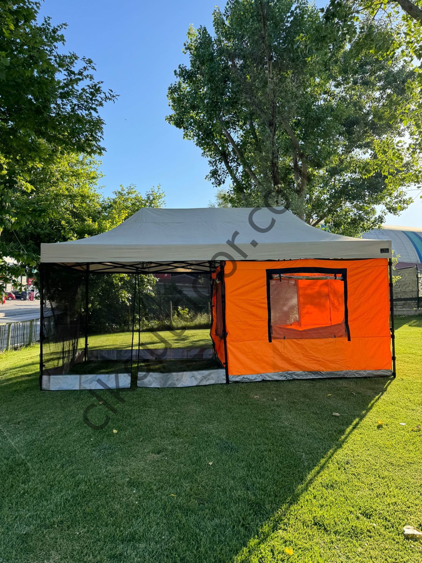 CLK 3x6 30 mm Verendalı Portatif Katlanabilir Gazebo Kamp Çadırı Sineklikli Model Kırmızı