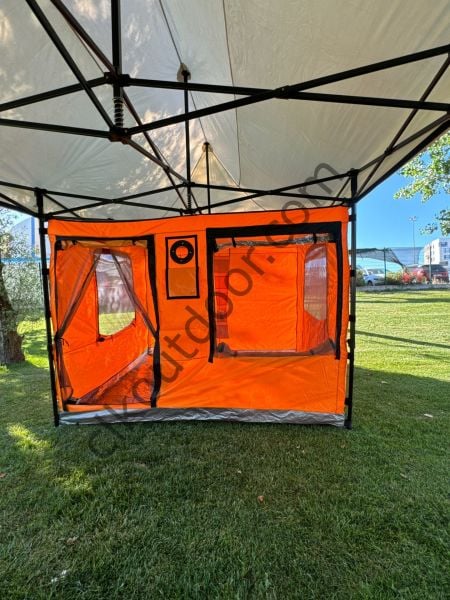 CLK 3x6 30 mm Verendalı Portatif Katlanabilir Gazebo Kamp Çadırı Sineklikli Model Gri