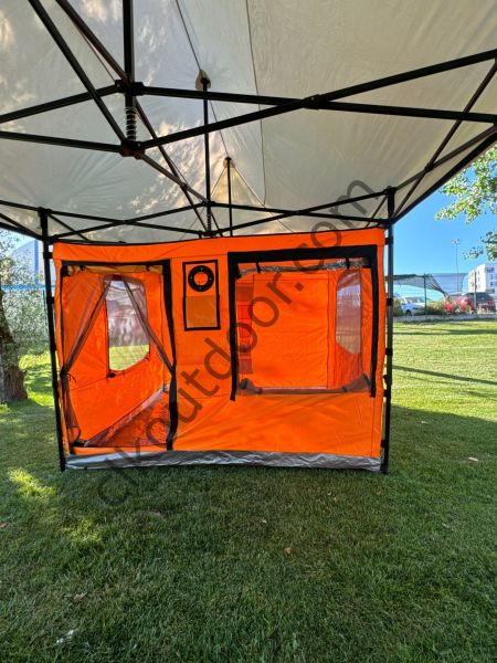 CLK 3x6 30 mm Verendalı Portatif Katlanabilir Gazebo Kamp Çadırı Sineklikli Model Turuncu