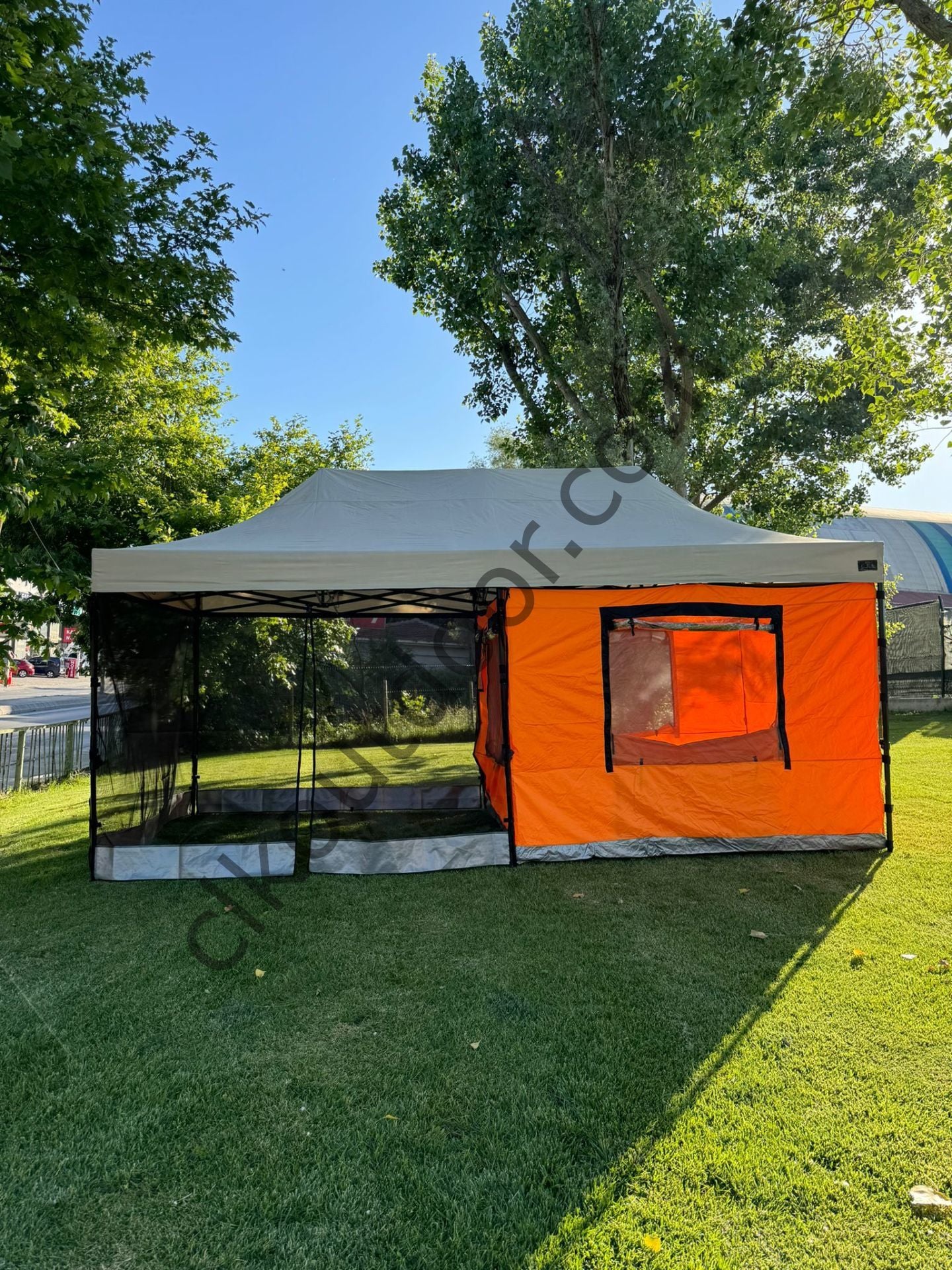CLK 3x6 30 mm Verendalı Portatif Katlanabilir Gazebo Kamp Çadırı Sineklikli Model Benetton Yeşil
