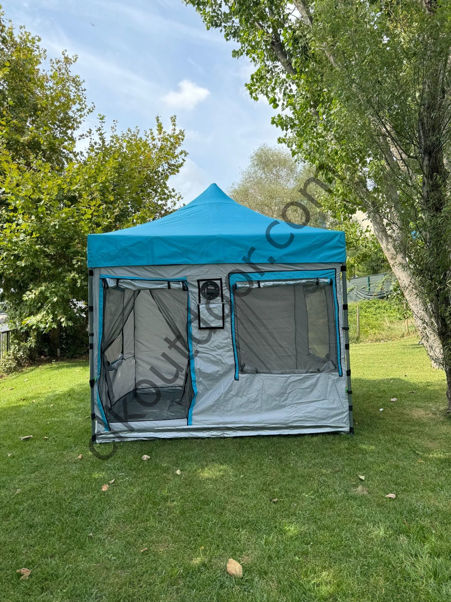 CLK 3x3 mt Kısa Bagaj Boy 115 cm Gazebo Portatif Kamp Çadırı Açık Gri Açık Mavi (Turkuaz)