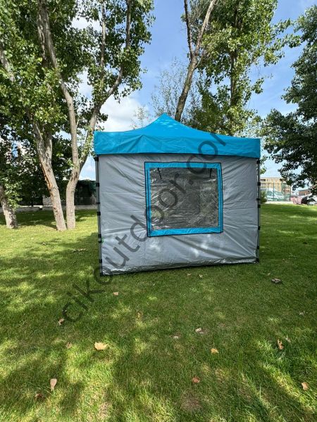 CLK 3x3 mt Kısa Bagaj Boy 115 cm Gazebo Portatif Kamp Çadırı Açık Gri Beyaz