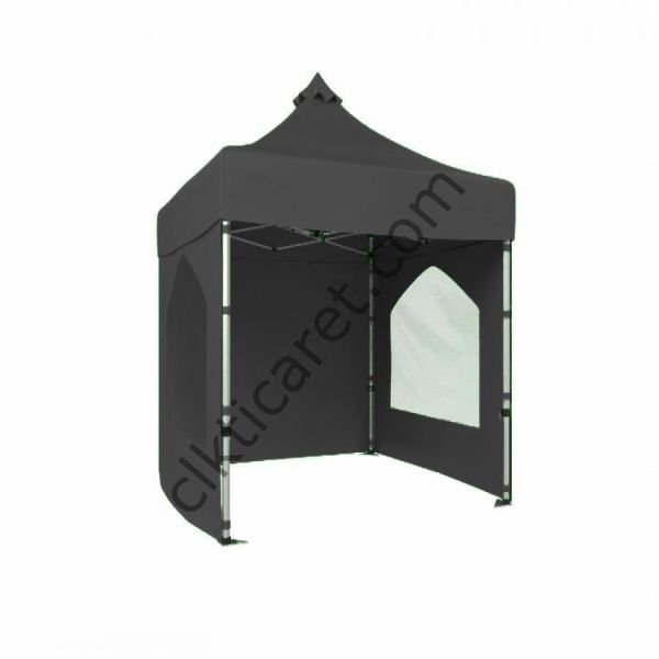 CLK 2x2 40mm Alüminyum Katlanabilir Tente Gazebo Çadır 2 Yan Camlı Kapalı Gri