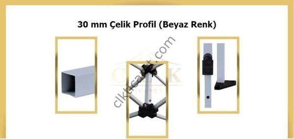 CLK 3x4,5 Katlanabilir Tente Gazebo Portatif Çadır 30 mm 1 Tam Duvar 3 Yarım Duvar Açık Yeşil