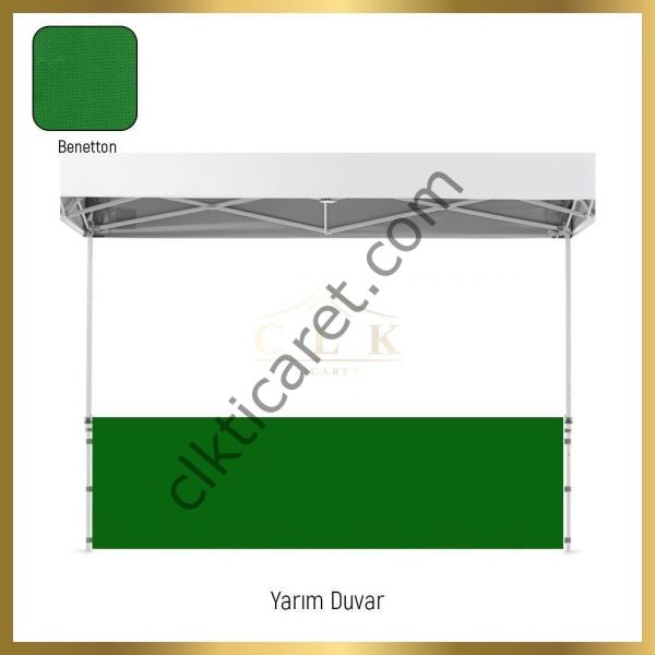 CLK 3x4,5 Katlanabilir Tente Gazebo Portatif Çadır 30 mm 1 Tam Duvar 3 Yarım Duvar Bordo
