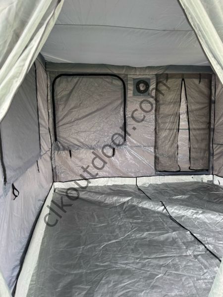 CLK 3x6 Yeni Sistem 4 Pencere 2 Kapılı Verendalı 40 mm Profil Katlanır Portatif Gazebo Kamp Çadır Gri Benetton Yeşil