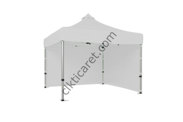 CLK 3x3 52mm Kalın Alüminyum Katlanabilir Tente Gazebo Çadır 2 Kenar Kapalı Beyaz
