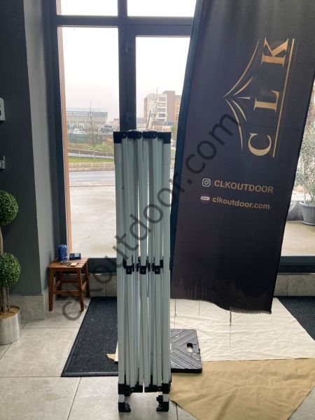 CLK 3x4,5 Katlanabilir Tente Gazebo Portatif Çadır 30 mm 1 Tam Duvar 3 Yarım Duvar Lacivert
