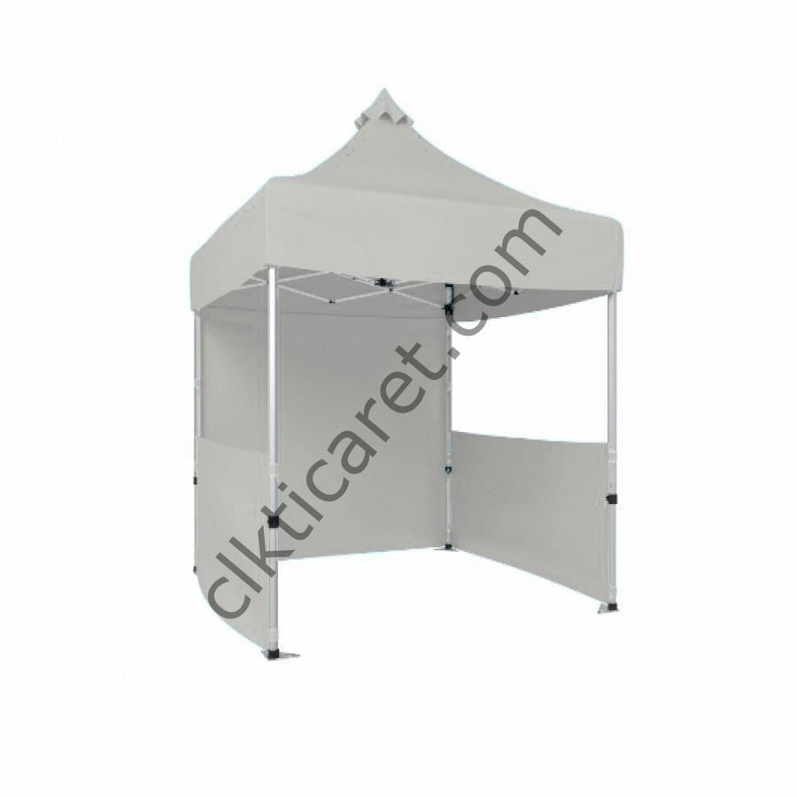 CLK 2x2 40mm Alüminyum Katlanabilir Tente Gazebo Çadır 1 Tam 2 Yarım Duvar Beyaz