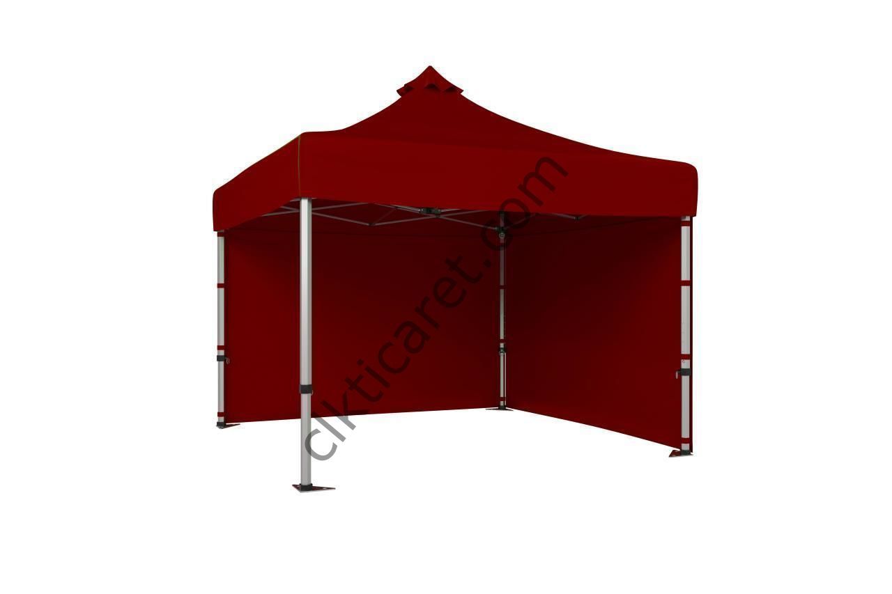 CLK 3x3 52mm Kalın Alüminyum Katlanabilir Tente Gazebo Çadır 2 Kenar Kapalı Bordo