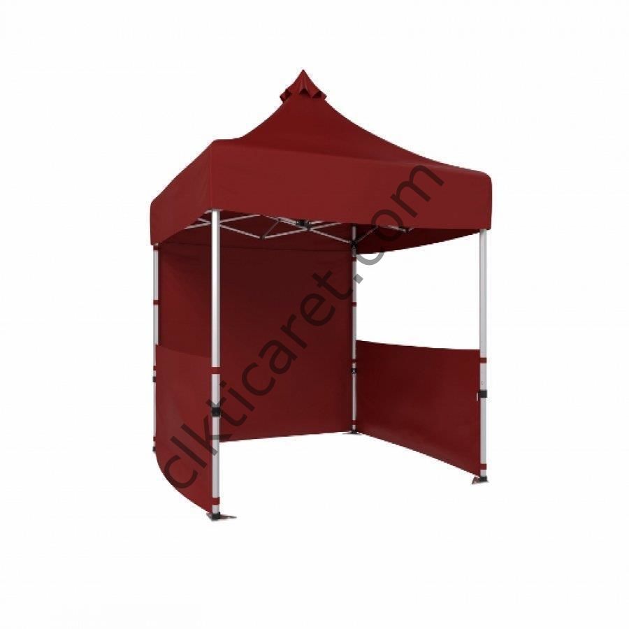 CLK 2x2 40mm Alüminyum Katlanabilir Tente Gazebo Çadır 1 Tam 2 Yarım Duvar Bordo