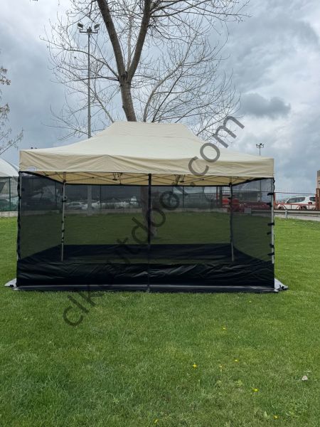 CLK 3x4,5 Metre Gazebo 30 mm Porfil Bungalow Dekoratif Garden Model Sineklikli Perde Katlanır Portatif Bahçe Çadır Tente Çardak Kırmızı