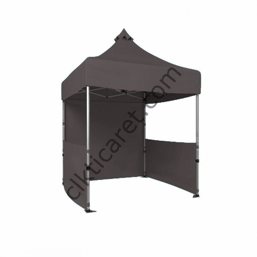 CLK 2x2 40mm Alüminyum Katlanabilir Tente Gazebo Çadır 1 Tam 2 Yarım Duvar Gri