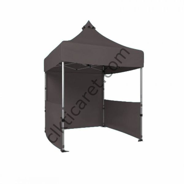 CLK 2x2 40mm Alüminyum Katlanabilir Tente Gazebo Çadır 1 Tam 2 Yarım Duvar Gri