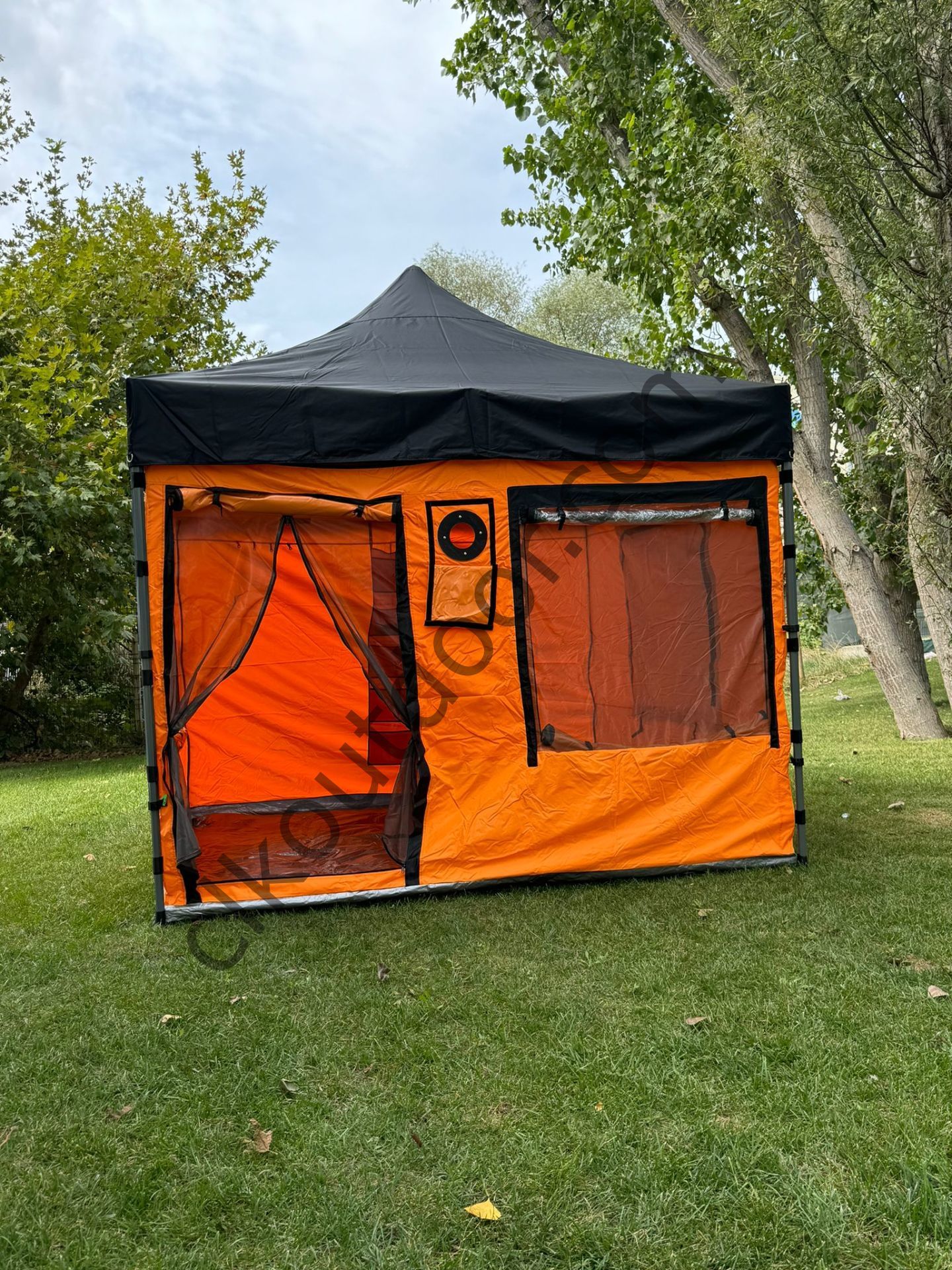 CLK 3x3 mt Gazebo Katlanabilir Kısa Bagaj Boy 115 cm Gazebo Portatif Kamp Çadırı Turuncu Saks Mavi