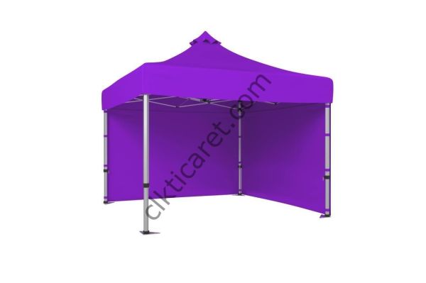 CLK 3x3 52mm Kalın Alüminyum Katlanabilir Tente Gazebo Çadır 2 Kenar Kapalı Lila