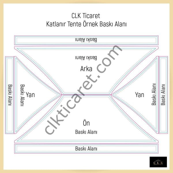 CLK 3x6 mt Tavan Logo Baskılı Gazebo Katlanabilir Tente Stand Tanıtım Fuar Çadırı