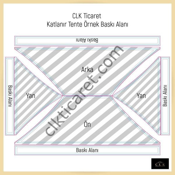 CLK 3x6 mt Saçak Etek Alın Logo Baskılı Gazebo Katlanabilir Tente Stand Tanıtım Fuar Çadırı